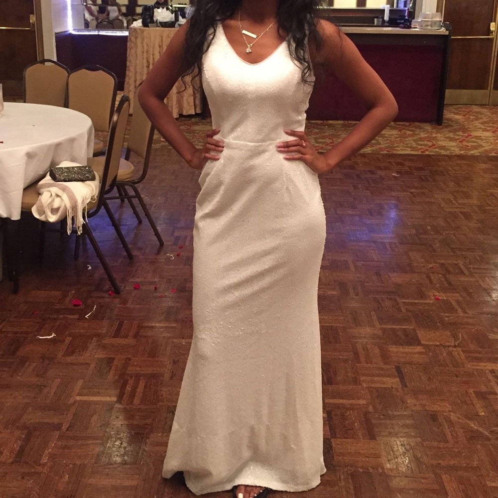 Sequin white gown
